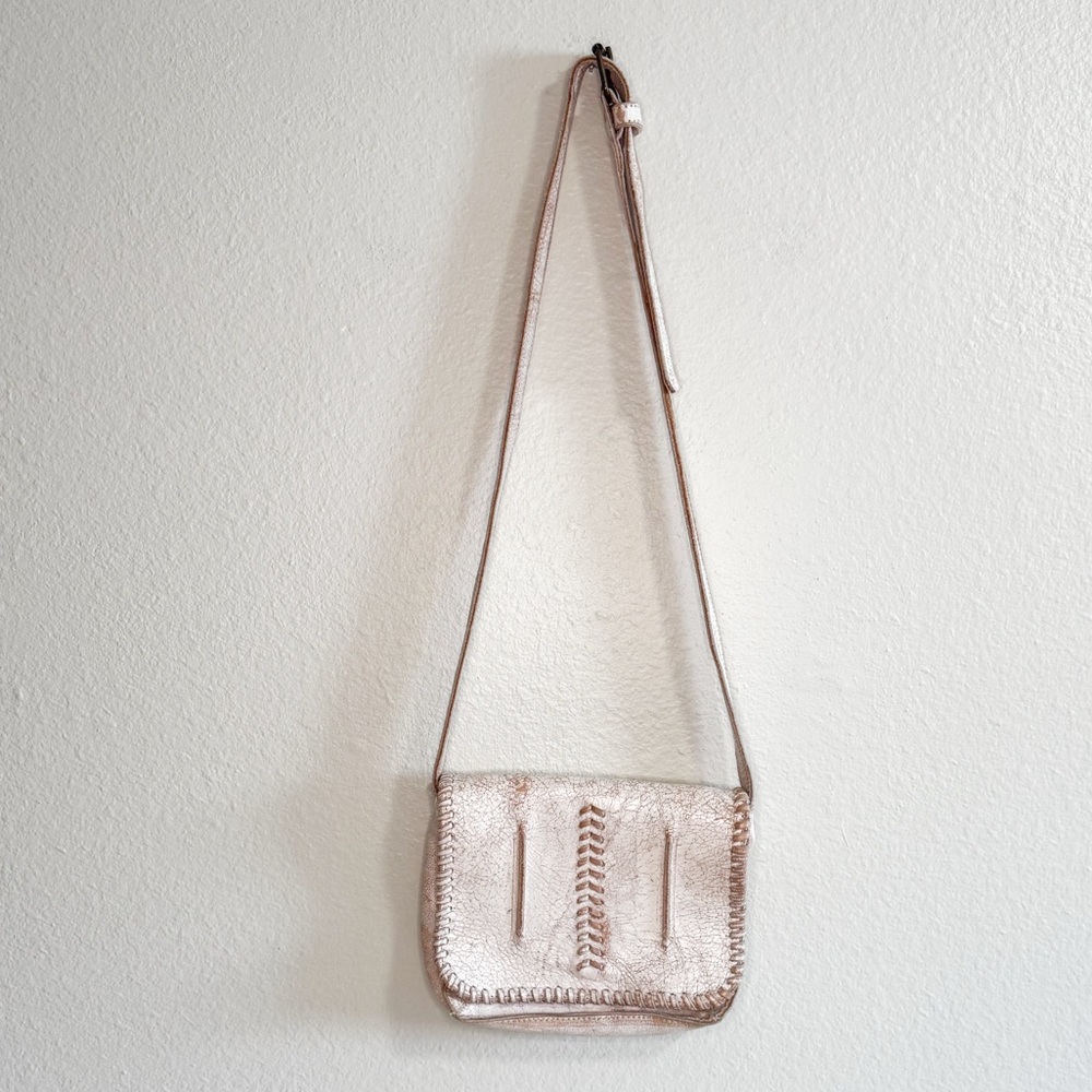 Bed Stu Cobbler Series Cream Distressed Leather Flap Crossbody Bag